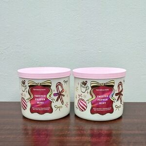 Bath & Body Works TWISTED PEPPERMINT 3-Wick Candles - Set of 2